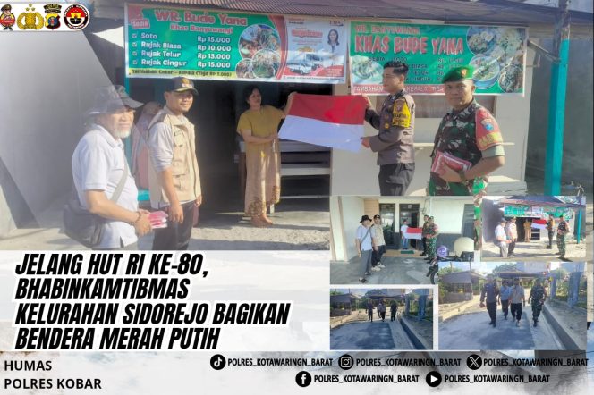 
					Jelang HUT RI ke-80, Bhabinkamtibmas Kelurahan Sidorejo Bagikan Bendera Merah Putih