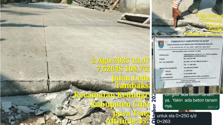 Proyek Rabat Beton di Kedungreja Jadi Sorotan: Kualitas dan Transparansi Dipertanyakan