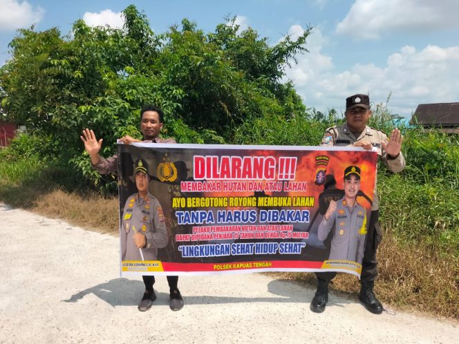 
					Giat Rutin Polsek kapuas tengah imbauan larangan  karhutla kepada warga masyarakat.
