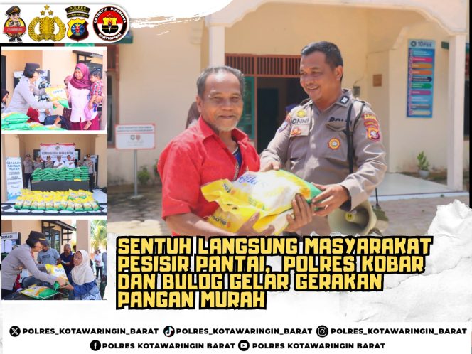 
					Sentuh Langsung Masyarakat Pesisir Pantai,  Polres Kobar Dan Bulog Gelar Gerakan Pangan Murah