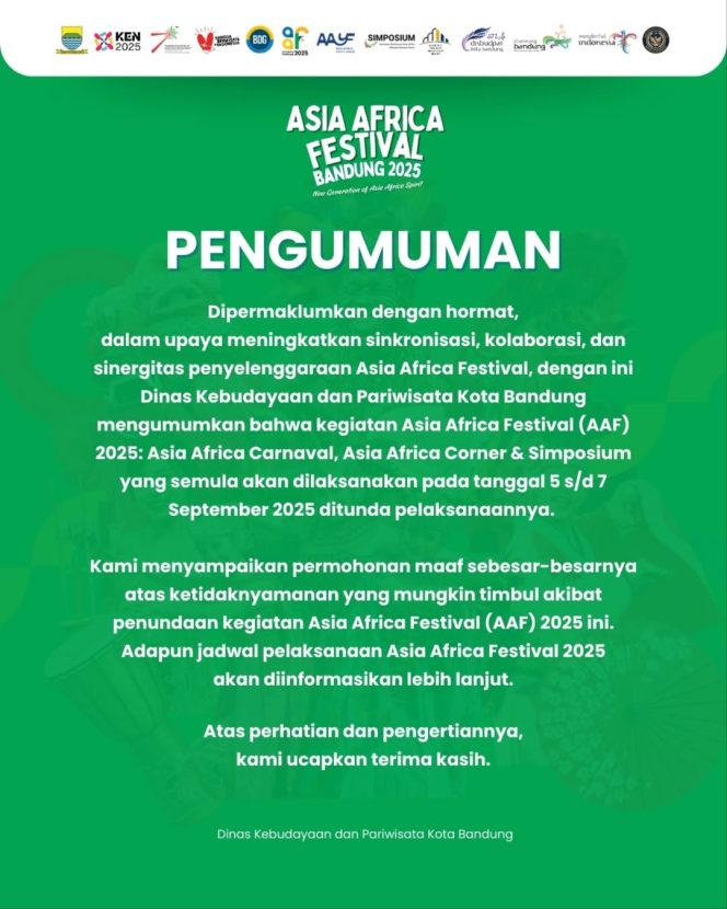 
					Asia Africa Festival 2025 Ditunda