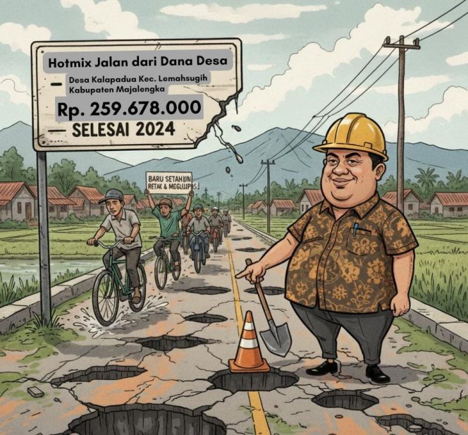 
					Dana Desa Ratusan Juta Amblas! Hotmix Jalan di Kalapadua Lemahsugih Baru Setahun Hancur Lebur