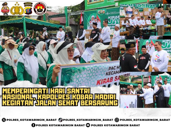 Memperingati Hari Santri Nasional, Kapolres Kobar Hadiri Kegiatan Jalan Sehat Bersarung 