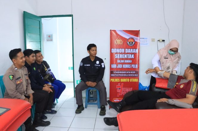 
					Polres Barito Utara Gelar Donor Darah Serentak Peringati HUT Humas Polri ke-74