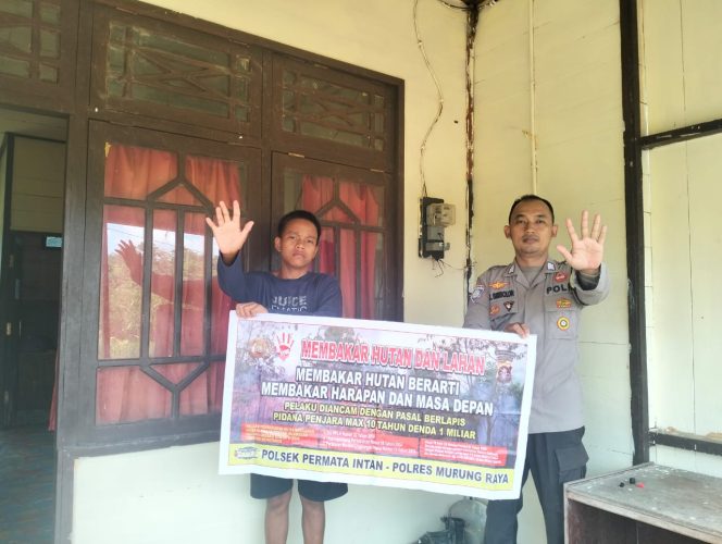 
					Pospol Sei Babuat Polsek Permata Intan Sosialisasi Larangan Aksi Karhutla