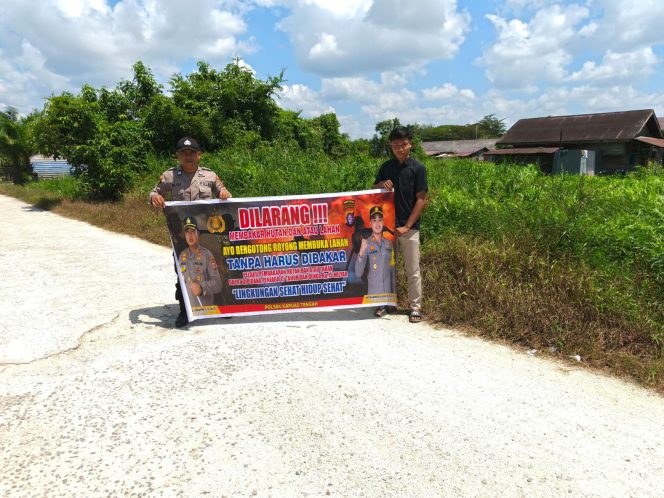 
					Personil Polsek kapuas tengah rutin imbauan larangan  karhutla kepada masyarakat.