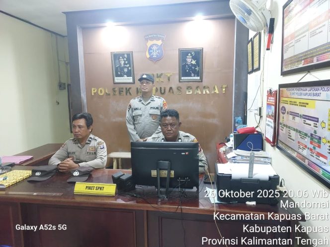 Guna Mencegah Terjadinya Gangguan Kamtibmas Terhadap Personil Dan Markas Komando (Mako), Personil Polsek Kapuas Barat Lakukan Siap Siaga Mako