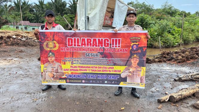 POLSEK KAPUAS BARAT LAKSANAKAN GIAT HIMBAUAN KARHUTLA UNTUK CEGAH PEMBAKARAN LAHAN