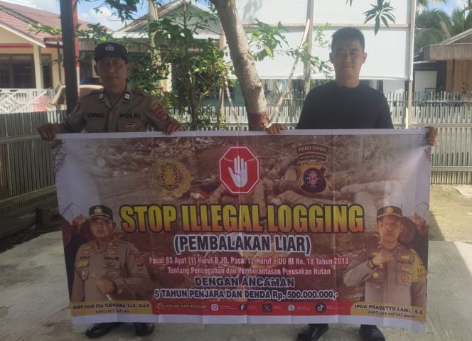POLSEK KAPUAS BARAT GELAR SOSIALISASI LARANGAN ILLEGAL LOGGING DI WILAYAH HUKUMNYA
