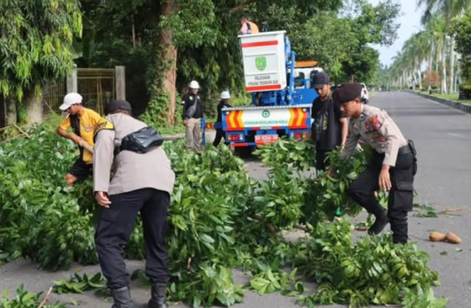 
					Wujudkan Jalan Aman, Polres Sukamara Bersama Pemda Lakukan Pemangkasan Dahan Pohon di Titik Rawan