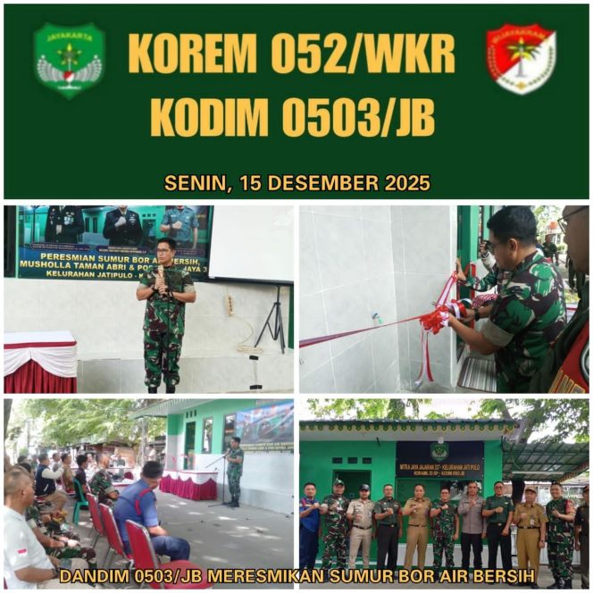 
					Dandim 0503/JB Kolonel Kav Sigit Dharma Wiryawan SH Resmikan Sumur Bor Air Bersih Mushola Taman ABRI dan Pos Mitra Jaya 337