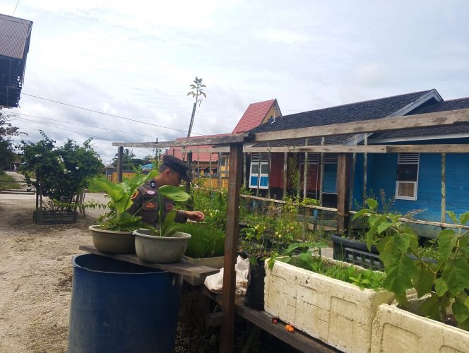 
					Anggota Polsek Kapuas Tengah melaksanakan kegiatan Pengecekan Pemanfaatan lahan Pekarangan di Desa Pujonn