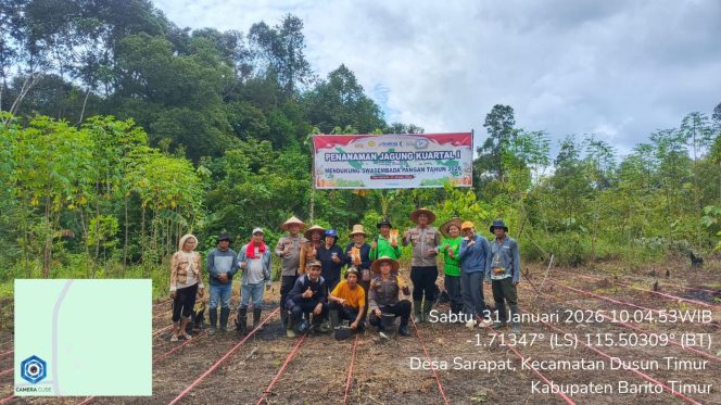 
					*Dukung Swasembada Pangan 2026, Kapolsek Dusun Timur Bersama Petani Laksanakan Penanaman Jagung Kuartal I di Desa Sarapat*
