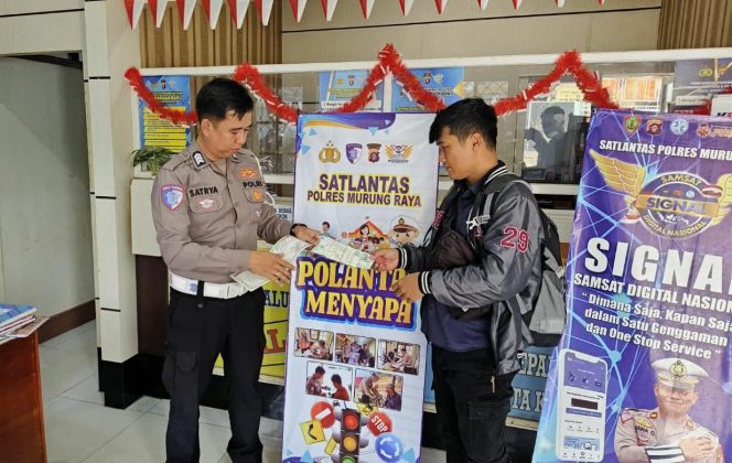 
					Petugas Samsat Murung Raya Melayani Dengan Sapa &  Humanis Masyarakat Melalui “Polantas Menyapa”