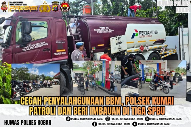 
					Cegah Penyalahgunaan BBM, Polsek Kumai Patroli dan Beri Imbauan di Tiga SPBU