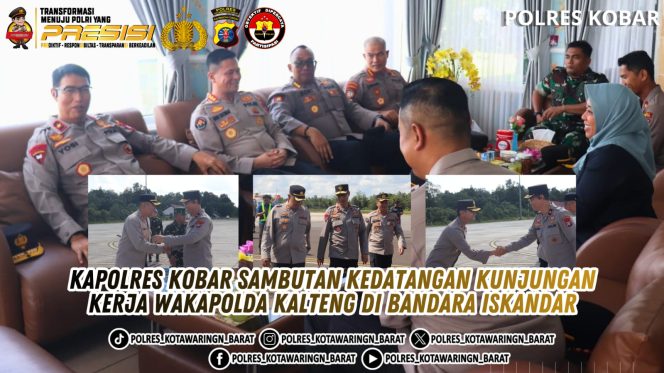 
					Kapolres Kobar Sambutan Kedatangan Kunjungan Kerja Wakapolda Kalteng Di Bandara Iskandar