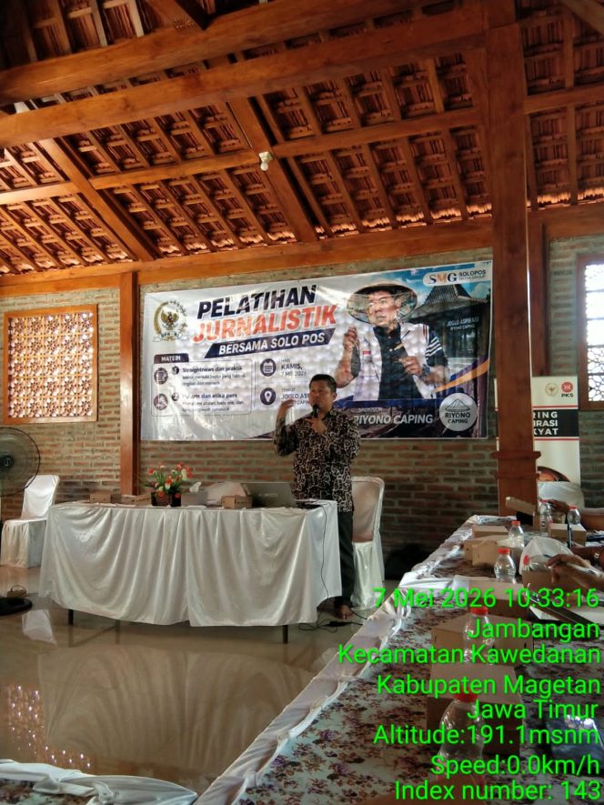 
					Pelatihan Jurnalistik Digelar diJoglo Aspirasi Riyono Caping, Angkat Tema Straight News dan Hukum Etika Pers