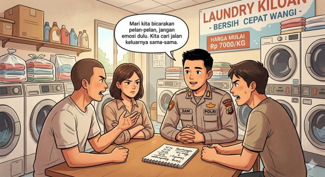 
					Selama 5 Bulan Keuntungan Hasil Usaha Laundry Tidak Diberikan, Cucu Pelawak Terkenal Alm. Lesus Curhat ke Cak Sam Polda Kalteng, Sepasang Mantan Kekasih di Palangka Raya Dibina Dan Dimediasi
