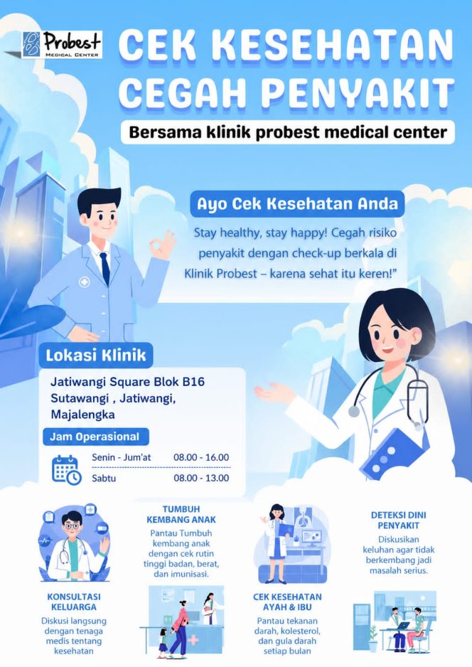 
					Jaga Kesehatan Keluarga : Klinik Pratama Probest Medical Center Majalengka Hadir Layani Cek & Konsultasi Lengkap