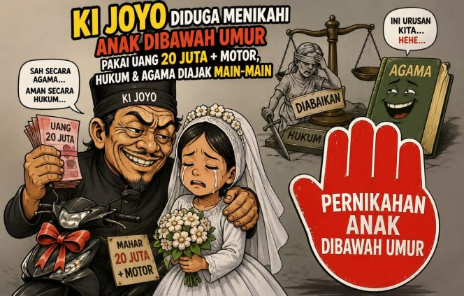 
					Ki Joyo Diduga Pelaku Utama Yang Nikahi Anak Di Bawah Umur Pakai Uang 20 Juta + Motor, Hukum & Agama Diajak Main-Main   