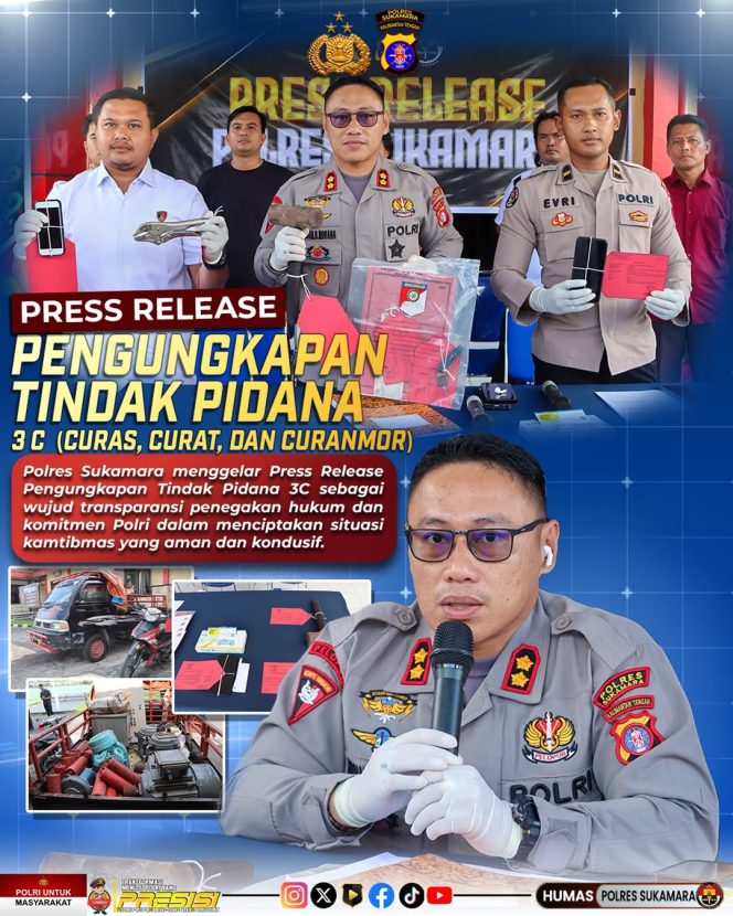 
					Kapolda Kalteng Tekankan Optimalisasi Pencegahan 3C, Polres Sukamara Gelar Press Release di Lobby Mako