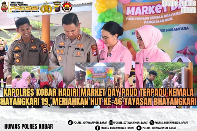 
					Kapolres Kobar Hadiri Market Day PAUD Terpadu Kemala Bhayangkari 19, Meriahkan HUT ke-46 Yayasan Bhayangkari