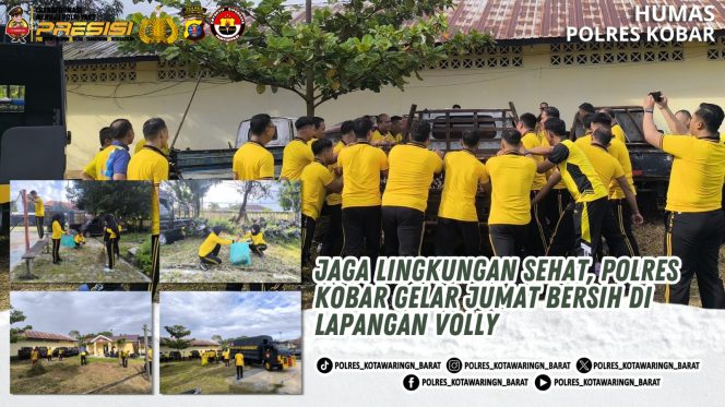 
					Jaga Lingkungan Sehat, Polres Kobar Gelar Jumat Bersih Di Lapangan Volly