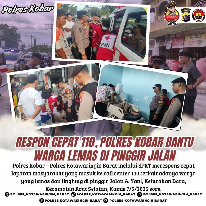 
					Respon Cepat 110, Polres Kobar Bantu Warga Lemas Di Pinggir Jalan ‎