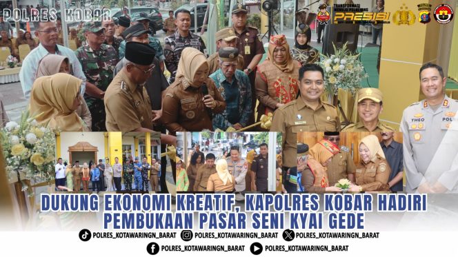 
					Dukung Ekonomi Kreatif, Kapolres Kobar Hadiri Pembukaan Pasar Seni Kyai Gede