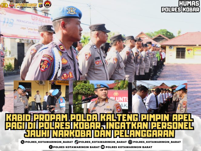 
					Kabid Propam Polda Kalteng Pimpin Apel Pagi di Polres Kobar, Ingatkan Personel Jauhi Narkoba dan Pelanggaran