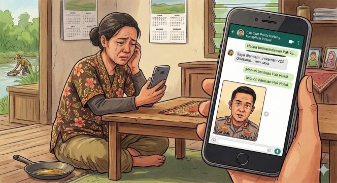 
					Kenal Polisi Gadungan di Facebook Lalu Diajak Pacaran Online Dan VCS, Istri Pendulang Emas di Palangka Raya Diancam Disebarkan Video Syurnya Curhat Virtual ke Cak Sam Polda Kalteng