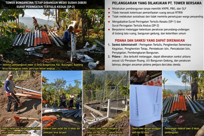 
					Tower Bongancina Buleleng Terima SP-2 PUPR Tapi Tetap Dibangun, Pemkab Dinilai Lamban Bertindak