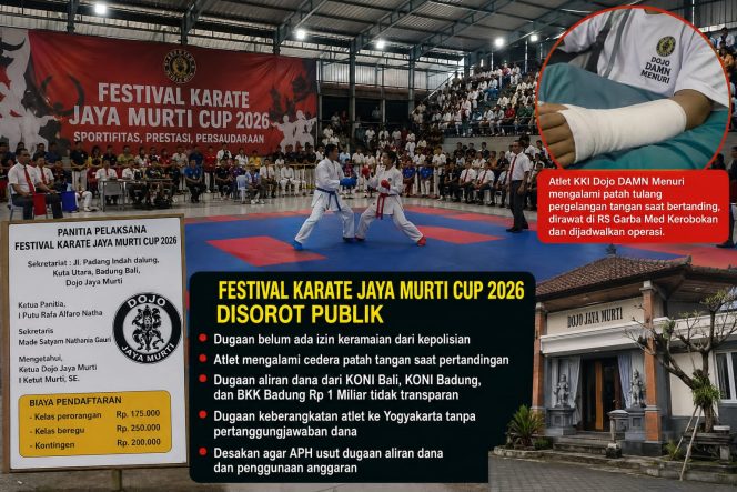 
					Festival Karate Jaya Murti Cup 2026 Disorot, Dugaan Cedera Atlet hingga Legalitas Kegiatan dan Pengelolaan Dana Jadi Pertanyaan