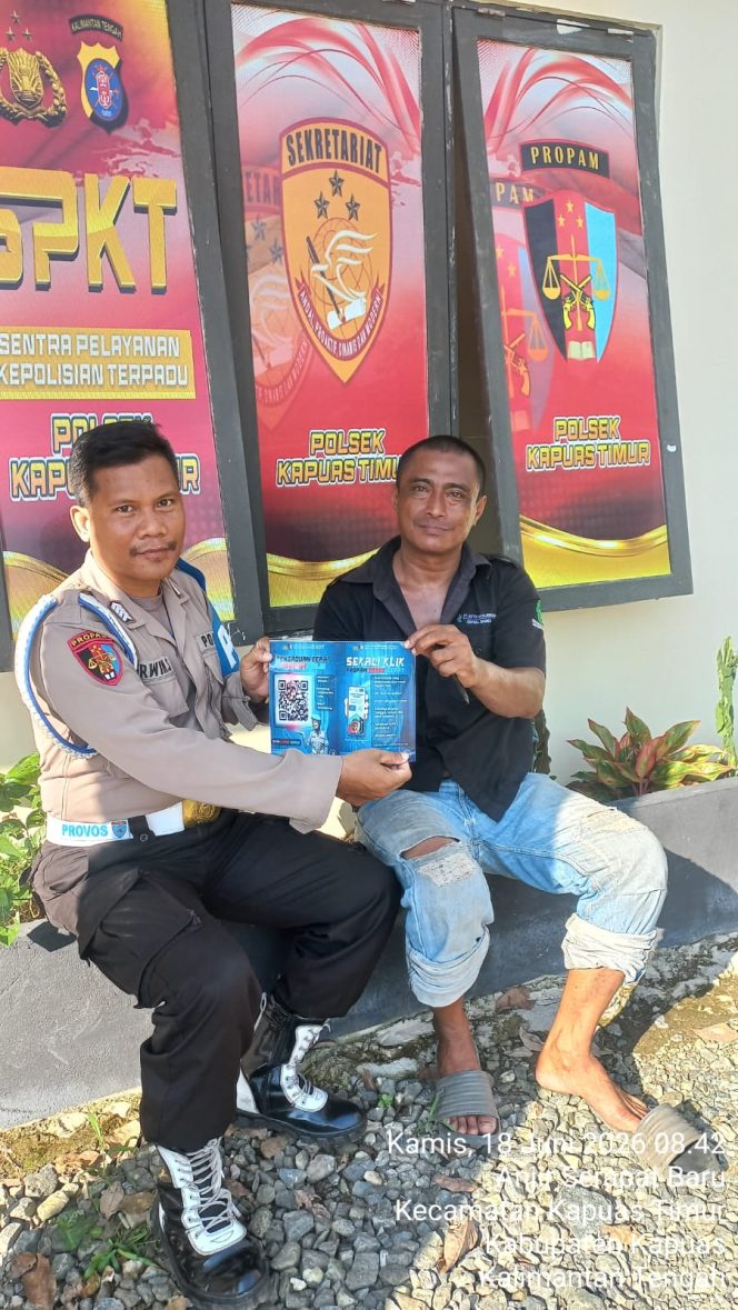 
					Propam Polsek Kapuas Timur Sosialisasikan Layanan Dumas Online Propam Polri