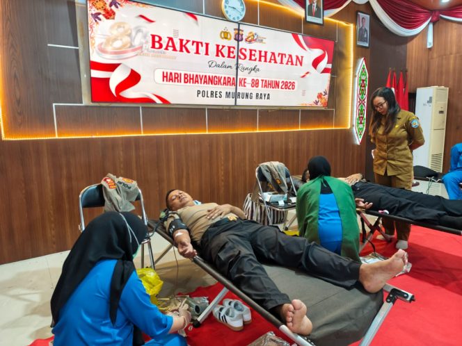 
					Semarak Hari Bhayangkara Ke-80, Polres Murung Raya Gelar Donor Darah