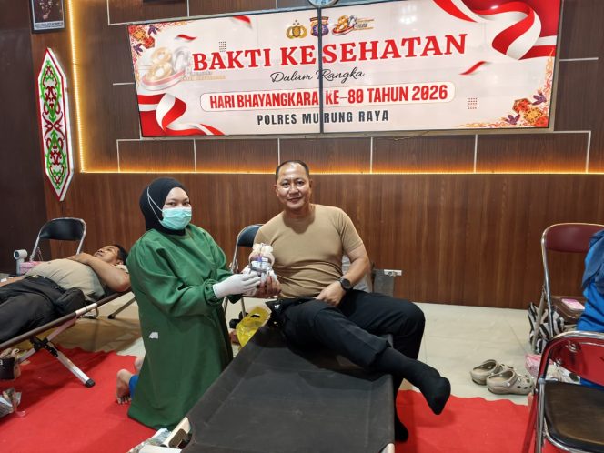 
					Hari Bhayangkara ke-80, Polres Murung Raya Gelar Bakti Kesehatan Sumbang 30 Kantong Darah untuk Masyarakat