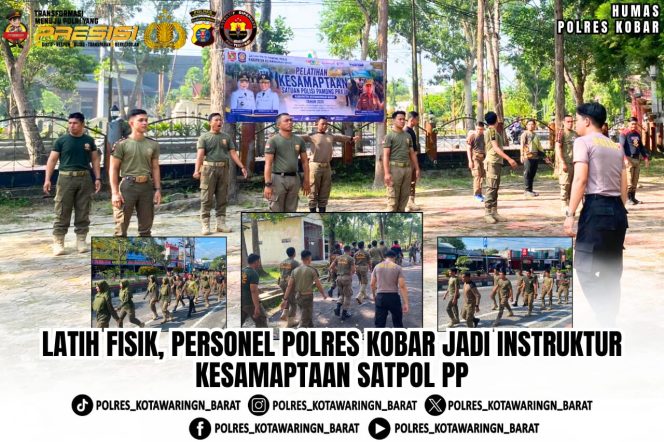 
					Latih Fisik, Personel Polres Kobar Jadi Instruktur Kesamaptaan Satpol PP