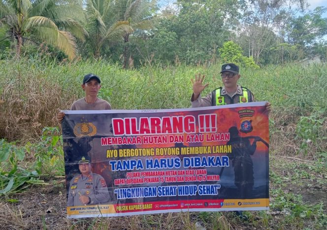 
					Cegah Dampak Dari Kebakaran Hutan, Personel Polsek Kapuas Barat Aktif Sosialisasi Stop Karhutla