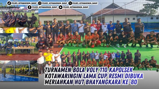 
					Turnamen Bola Voly 110 Kapolsek Kotawaringin Lama Cup Resmi Dibuka Meriahkan HUT Bhayangkara ke-80