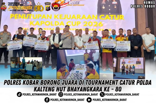 
					Polres Kobar Borong Juara di Tournament Catur Polda Kalteng HUT Bhayangkara ke – 80