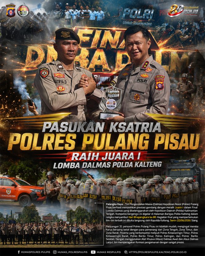 
					Ksatria Polres Pulang Pisau Raih Juara I Lomba Dalmas Polda Kalteng