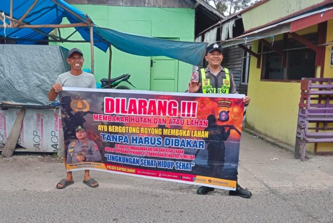 
					Upaya Pencegahan Polusi Udara, Polsek Kapuas Barat Sosialisasikan Stop Membakar Lahan