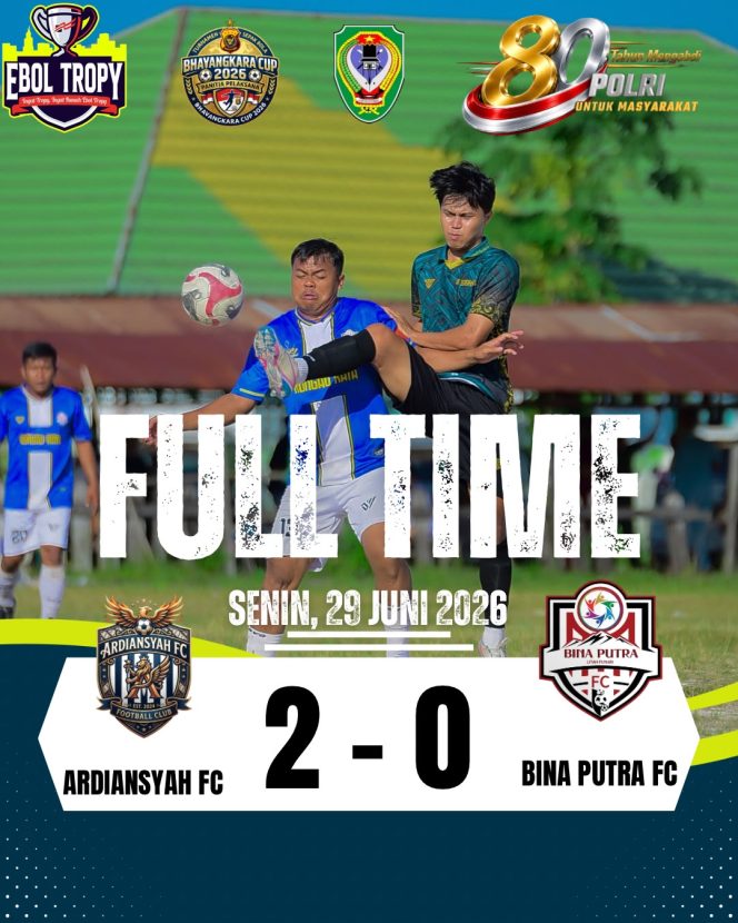 
					TURNAMEN SEPAK BOLA BHAYANGKARA CUP 2026 MASUK SEMIFINAL, ARDIANSYAH FC LENGKAH KE FINAL