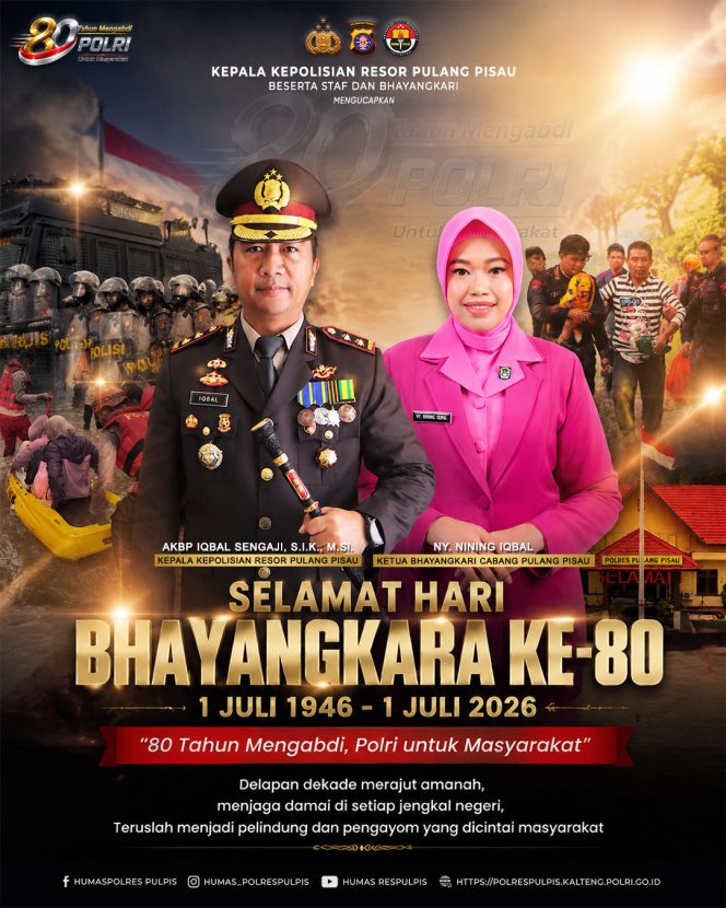 
					Selamat Hari Bhayangkara ke-80 🇮🇩✨ ​Delapan dekade merajut amanah, menjaga damai di setiap jengkal negeri.