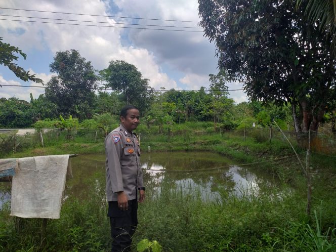 
					Dukung Ketahanan Pangan, Bhabinkamtibmas Desa Sei Kayu Cek Budidaya Ikan Air Tawar Milik Warga