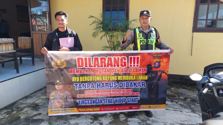 Cegah Kebakaran Hutan dan Lahan, Polsek Kapuas Barat Intensifkan Imbauan Karhutla di Kelurahan Mandomai