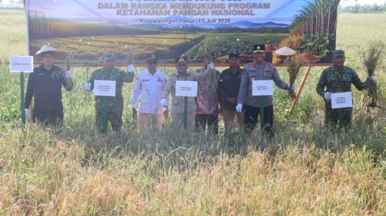 Kapolres Kotim Hadiri Panen Raya Padi  Binaan TNI AD  di Desa Lempuyang Kecamatan Teluk Sampit