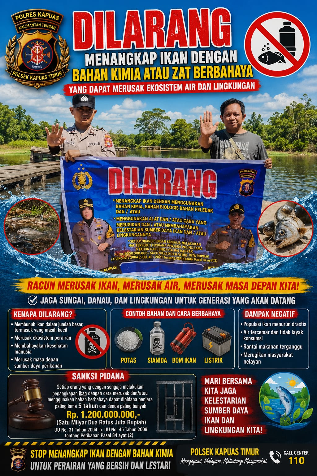 Cegah Perusakan Ekosistem Perairan, Polsek Kapuas Timur Sosialisasikan Bahaya Illegal Fishing untuk Keberlanjutan