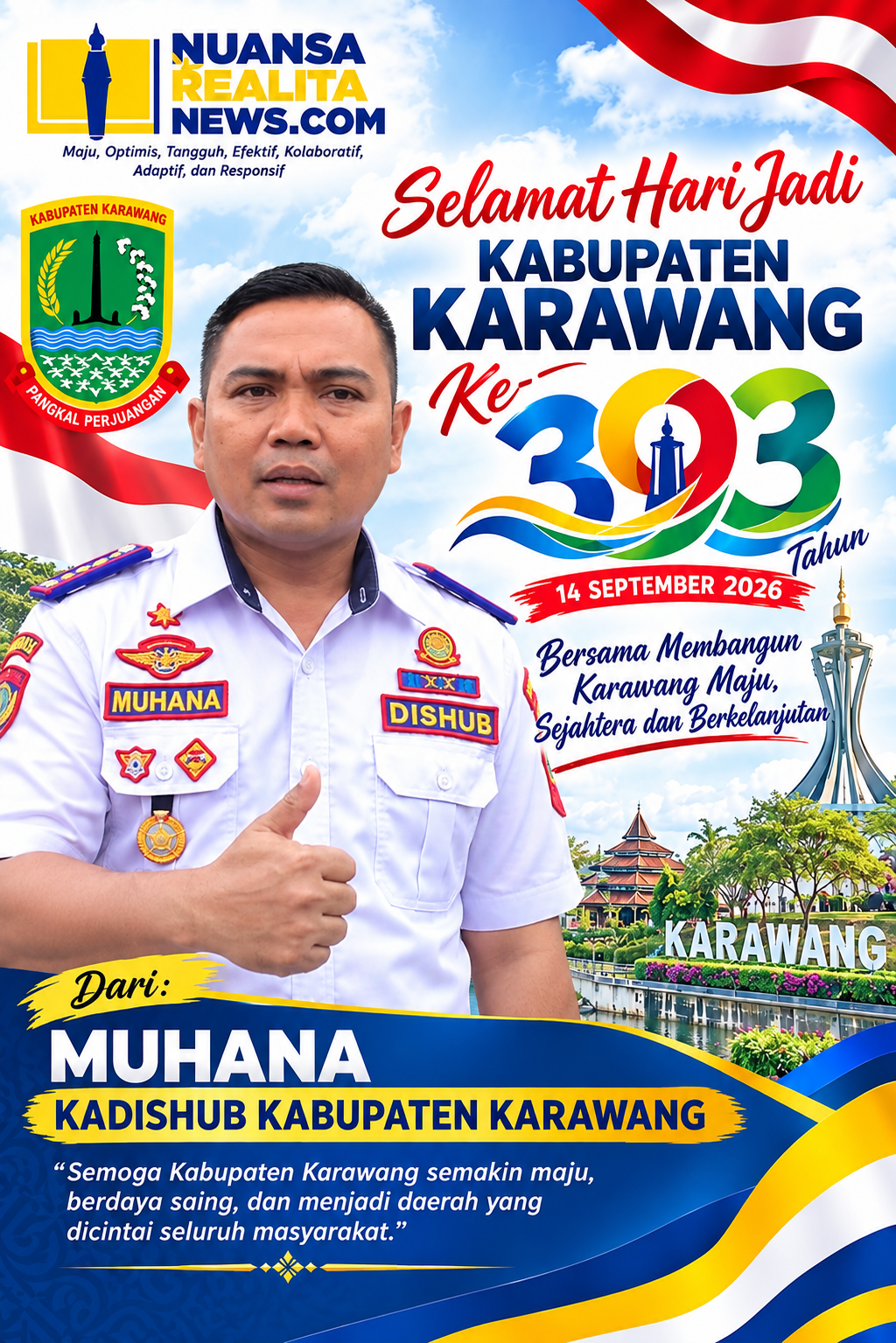 Ucapan Selamat HUT Karawang Ke 393 Kadishub Karawang