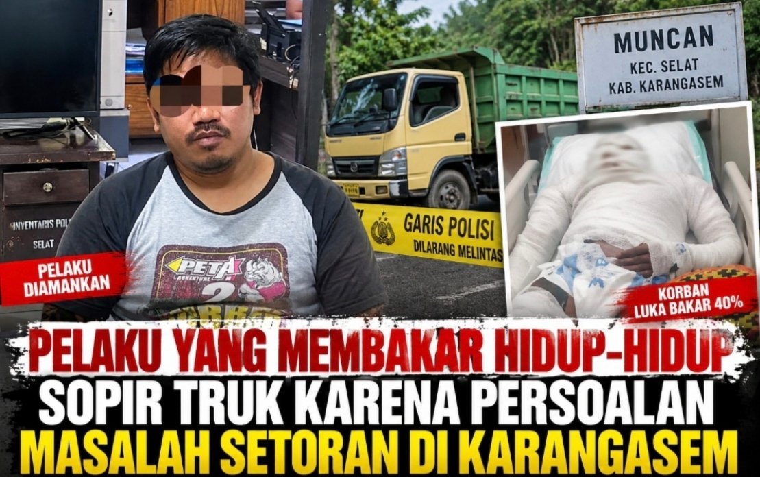 SOPIR TRUK DIBAKAR DI MUNCAN, DIDUGA GARA-GARA SETORAN